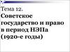 Советское государство и право в период НЭПа (1920-е годы)