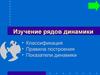 Изучение рядов динамики.  Классификация. Правила построения. Показатели динамики