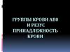 Группы крови АВ0 и резус. Принадлежность крови