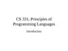 Principles of programming. Languages introduction. Objectives