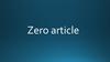 Zero article
