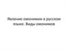 Явление омонимии в русском языке. Виды омонимов