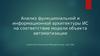 Анализ функциональной и информационной архитектуры ИС на соответствие модели объекта автоматизации