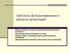 Проблемы функционирования и развития организаций