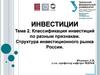 Классификация инвестиций по разным признакам. Структура инвестиционного рынка России. (Тема 2)