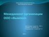 Менеджмент организации ООО «Вымпел»