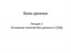 Основные понятия баз данных и СУБД. (Лекция 1)