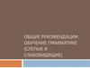 Общие рекомендации. Обучение грамматике (слепые и слабовидящие)