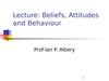Lecture: Beliefs, Attitudes and Behaviour Lecture: Beliefs, Attitudes and Behaviour