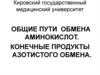 Общие пути обмена аминокислот. Конечные продукты азотистого обмена