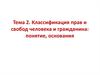 Классификация прав и свобод человека и гражданина: понятие, основания