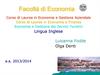 Facoltà di Economia. Economia e Gestione dei Servizi Turistici. Lingua Inglese