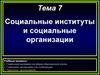 Социальные институты и социальные организации. Тема 7
