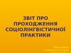 Звіт про проходження соціолінгвістичної практики