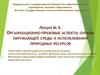 Организационно-правовые аспекты охраны окружающей среды и использования природных ресурсов. (Лекция 5)