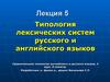 Типология лексических систем русского и английского языков. (Лекция 5)