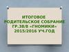 Итоговое родительское собрание, гр. 38/8 «Гномики»