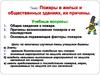 Пожары в жилых и общественных зданиях, их причины