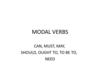 Modal verbs. Can, must, may, should, ought to, to be to, need