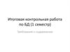 Итоговая контрольная работа по БД (1 семестр). Требования к содержанию