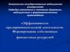 Эффективность предпринимательской деятельности. Формирование собственных финансовых ресурсов