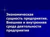 Экономическая сущность предприятия. Внешняя и внутренняя среда деятельности предприятия