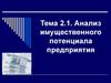 Анализ имущественного потенциала предприятия. (Тема 2.1)
