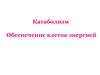 Катаболизм. Обеспечение клеток энергией