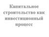 Капитальное строительство как инвестиционный процесс