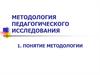 Методология педагогического исследования. Понятие методологии