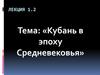 Кубань в эпоху Средневековья. (Лекция 1.2)