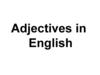 Adjectives in English
