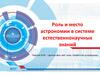 Роль и место астрономии в системе естественнонаучных знаний