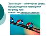 Экспозиция - количество света, попадающее на пленку или матрицу при открытии затвора камеры