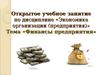 Экономика организации предприятия. Финансы предприятия