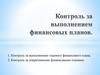 Контроль за выполнением финансовых планов