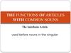 The functions of articles with common nouns