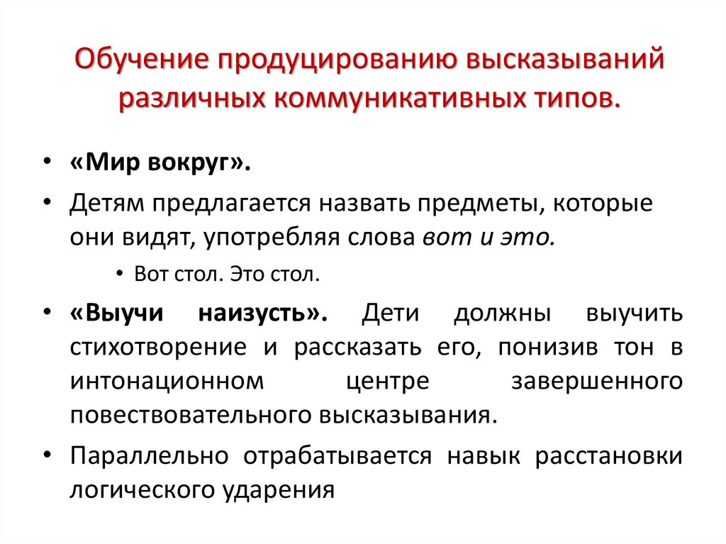 Интонационная сторона речи. Коммуникативные типы высказывания. Продуцирование высказывания это. Продуцирования устных высказываний это. Продуцирование текста это.