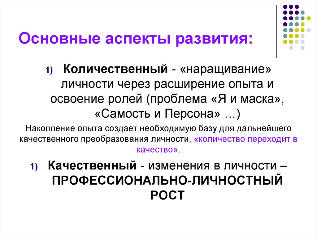 Важный аспект это. Основные аспекты развития человека.