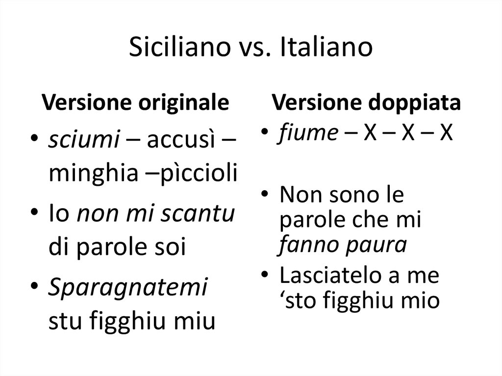Siciliano vs. Italiano