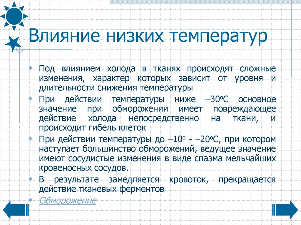 Действие холода на организм презентация