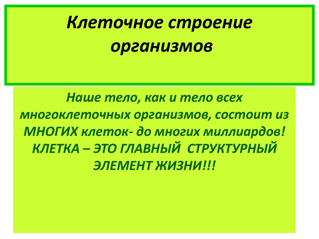 Презентация клеточное строение организма 8 класс презентация