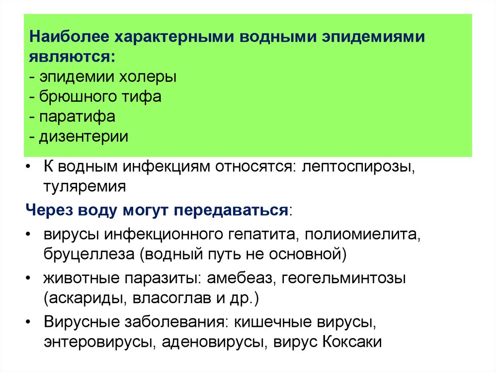 Заболевания передающиеся через воду презентация