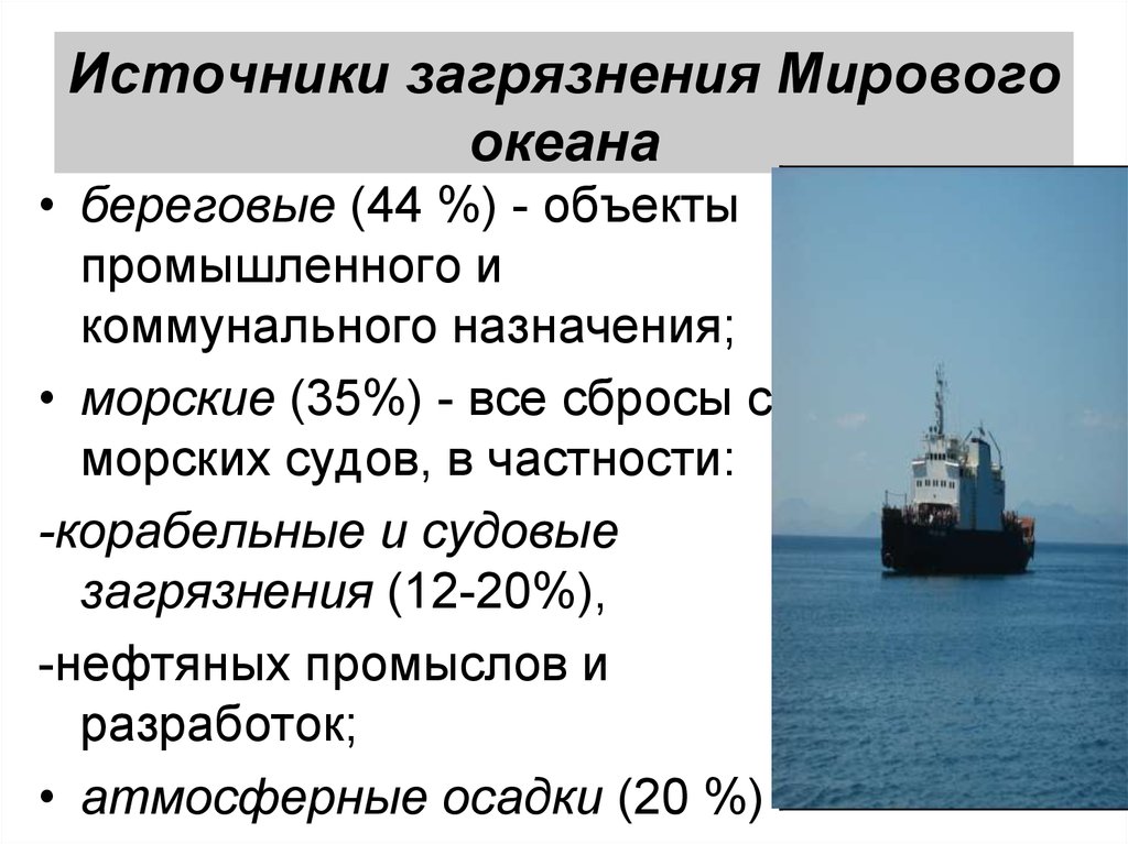 Загрязнение мирового океана презентация 11 класс