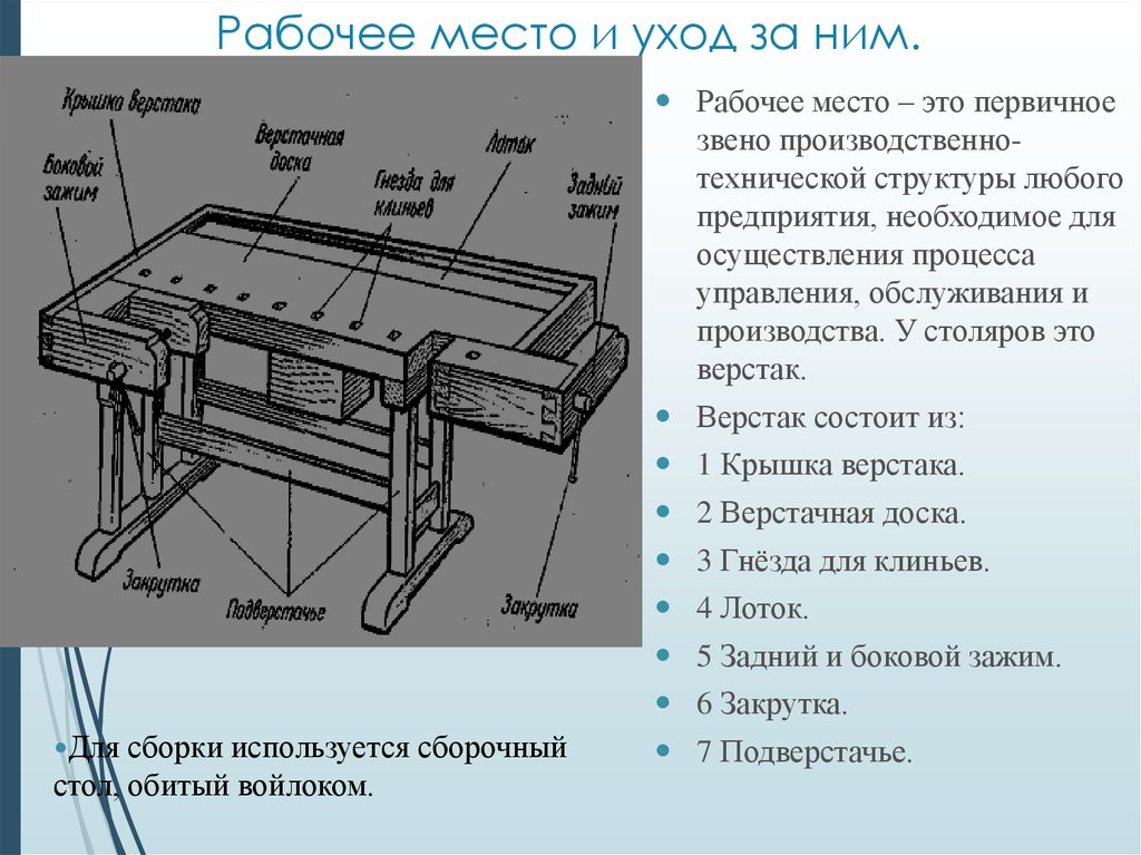 Чертеж ювелирного верстака