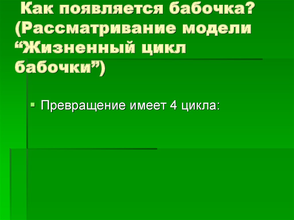 Как появляется бабочка? (Рассматривание модели “Жизненный цикл бабочки”)