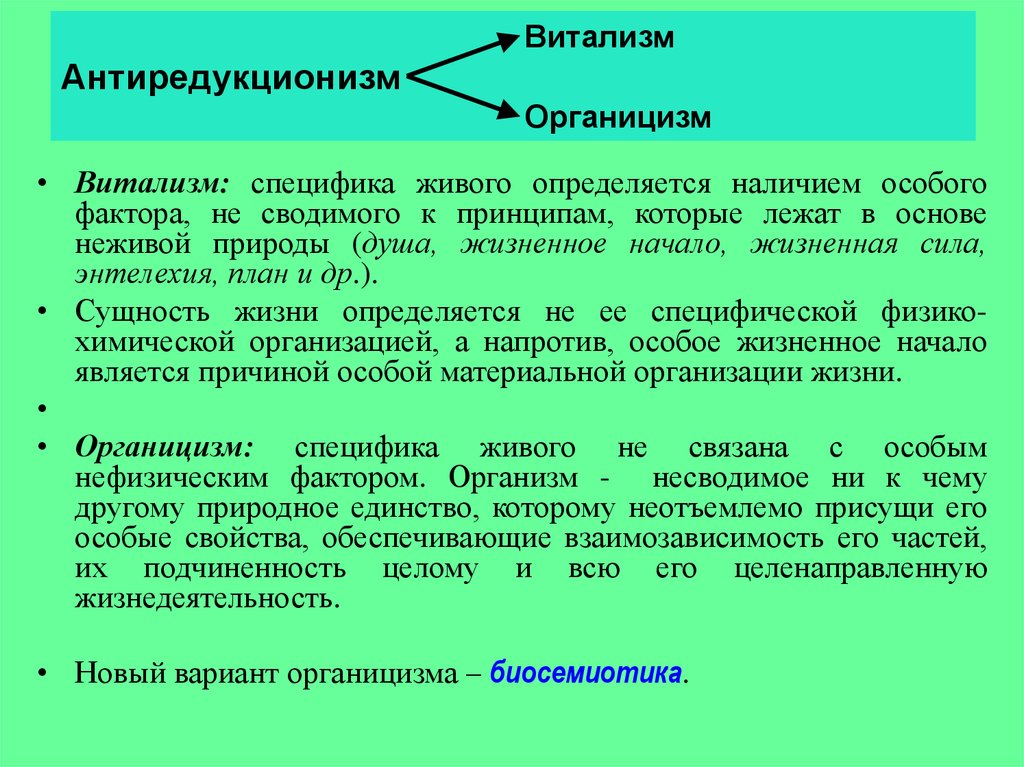 С точки зрения биологии. Витализм. Антиредукционизм в философии это. Теория витализма в биологии. Антиредукционизм в биологии.