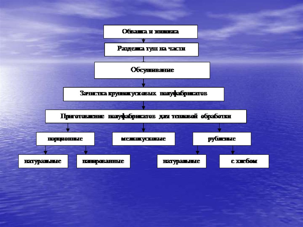 Допишите схему механической кулинарной обработки мороженого мяса размораживание