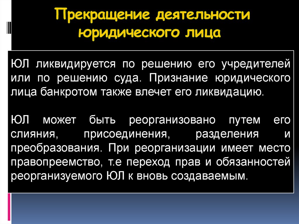 Прекращение деятельности юридического лица схема