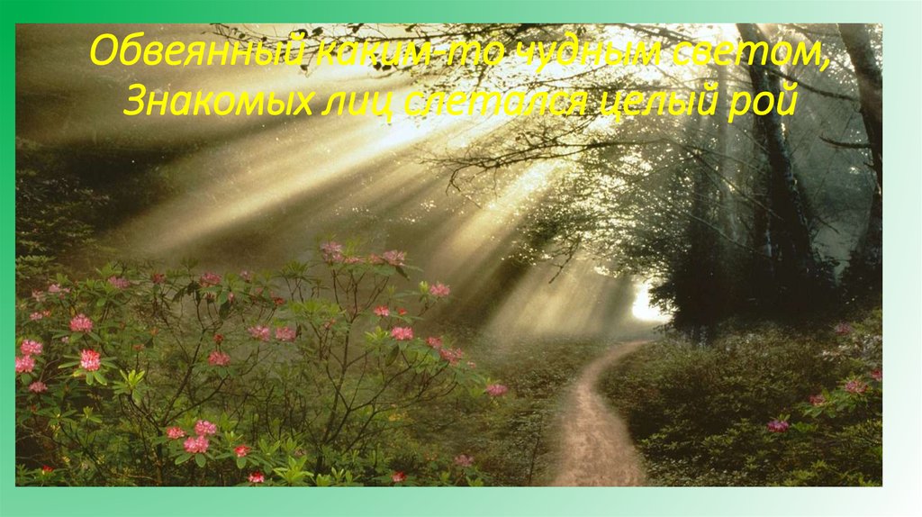 Обвеянный каким-то чудным светом, Знакомых лиц слетался целый рой